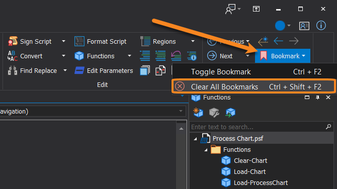 SAPIENTech's tweet image. In #PowerShellStudio it's easy to clear all of the bookmarks in your script:
Home ribbon > Navigation group:
👉 Bookmark > Clear All Bookmarks
Right-click in the Editor:
👉 Bookmarks > Clear All Bookmarks
Shortcut:
👉 Ctrl+Shift+F2
#SAPIENTech #PowerShell #pwsh #DidYouKnow