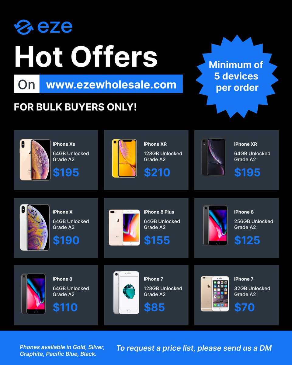 ezewholesale's tweet image. It is Black Friday Week, so we brought you the best Grade AB iPhone deals!

You should also check out our selection of great devices in other categories and give your customers a fantastic black Friday offer.

#iPhones #iPhoneSupplier #Apple #blackfriday2022 #ShopNow #SaveMore