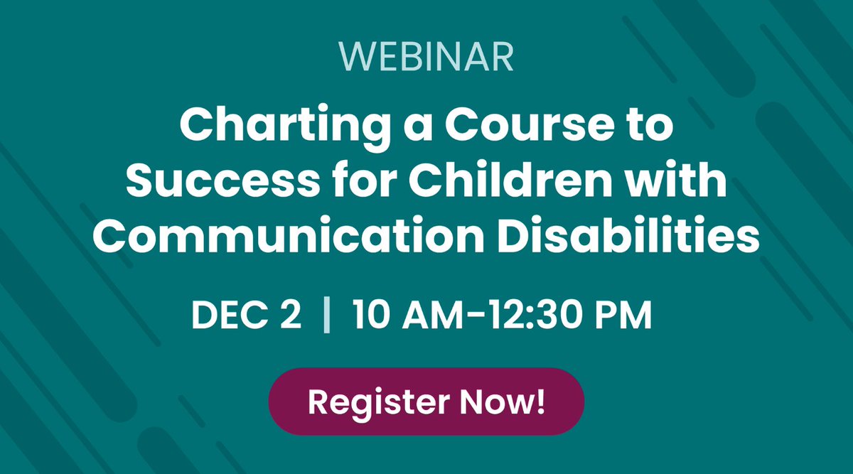 Don't wait to register for the Charting a Course to Success webinar on 12/2! Learn how to determine if your child's IEP is appropriate for their specific communication disability.
.
Register here: bit.ly/3AzV4Kc