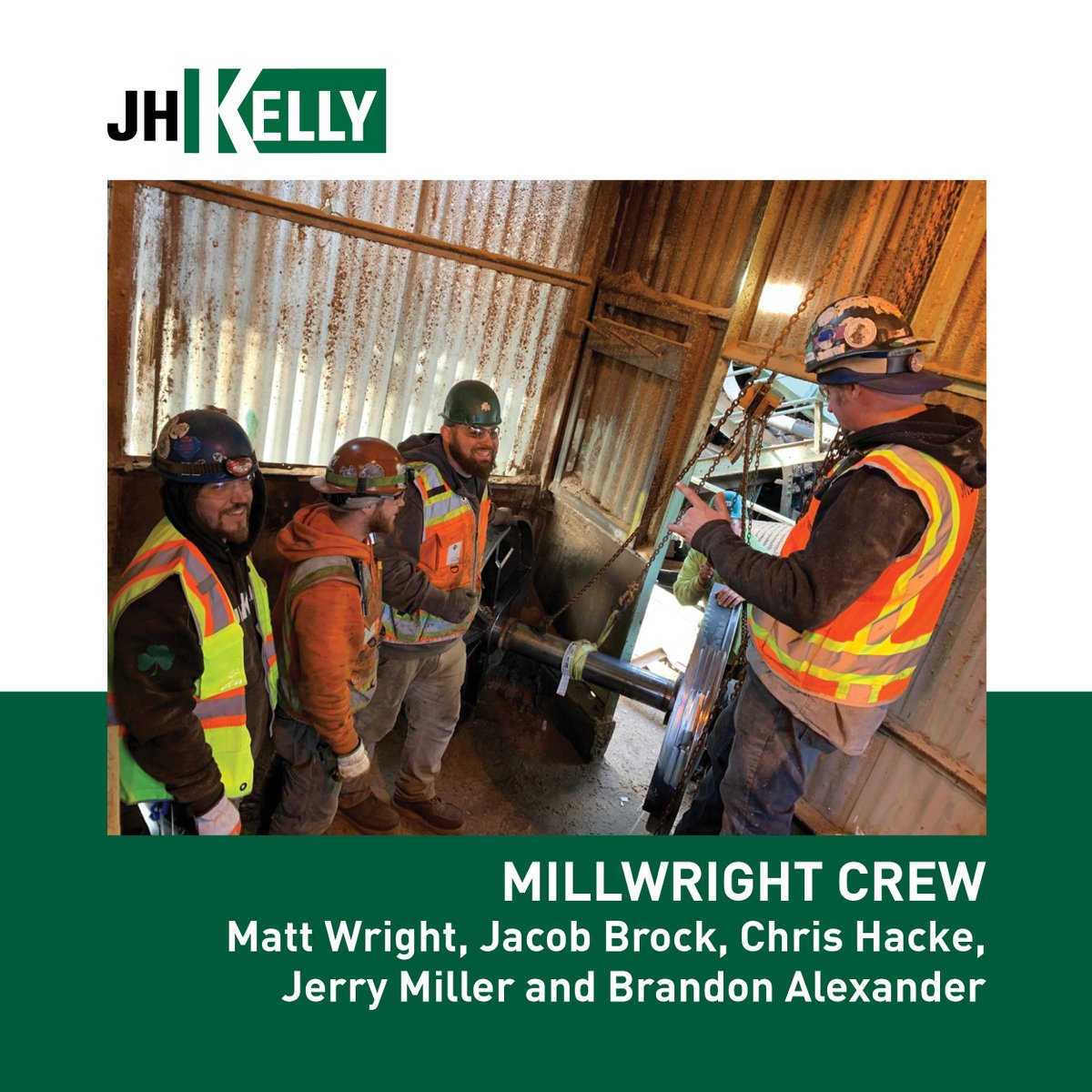 PortlandMechCG's tweet image. Check out this JH Kelly Millwright crew in action! Left to Right: Matt Wright, Jacob Brock, Chris Hacke, Jerry Miller and Brandon Alexander. We couldn’t do it without you, and we’re proud to have you on #JHKteamgreen! jhkelly.com/services/millw… #JHKelly #Since1923 #Millwright