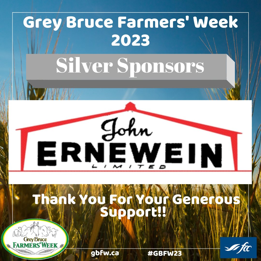 #GBFW23 welcomes and thanks these generous Silver #Sponsors, <a href="/jel_ltd/">John Ernewein Ltd.</a>. GBFW runs Jan 4-10, in Elmwood or online. 30-day encore access &amp; on-demand content available. More info at gbfw.ca. #ontag #AgEvent #CdnAg #Agriculture #AgProud #Farm365 #farming #farm #crops