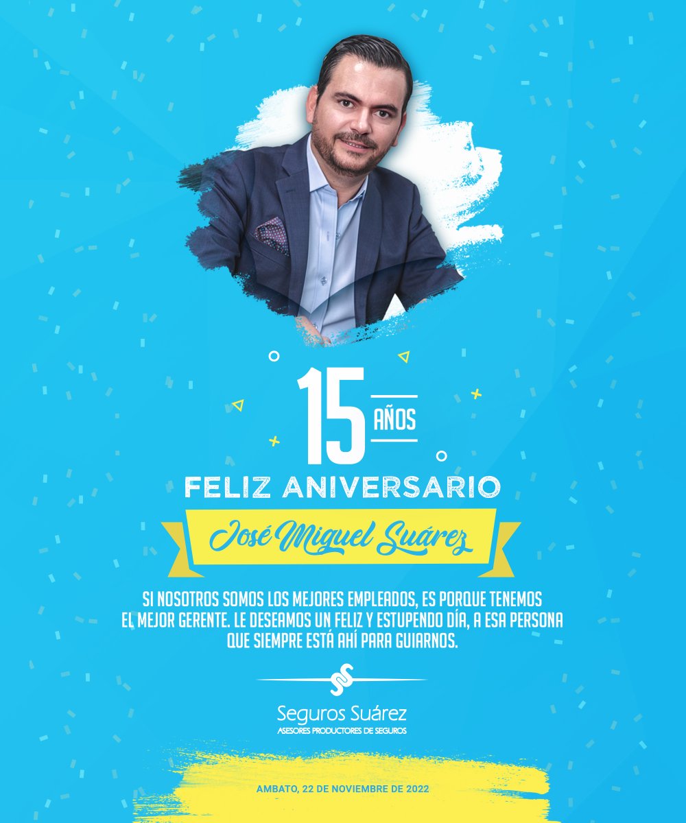 segurossuarez's tweet photo. Si nosotros somos los mejores empleados, es porque tenemos el mejor gerente. Le deseamos un feliz y estupendo día, a esa persona que siempre está ahí para guiarnos. 🥳🙌💙

#LosMejores https://t.co/WJSBgsJvQg