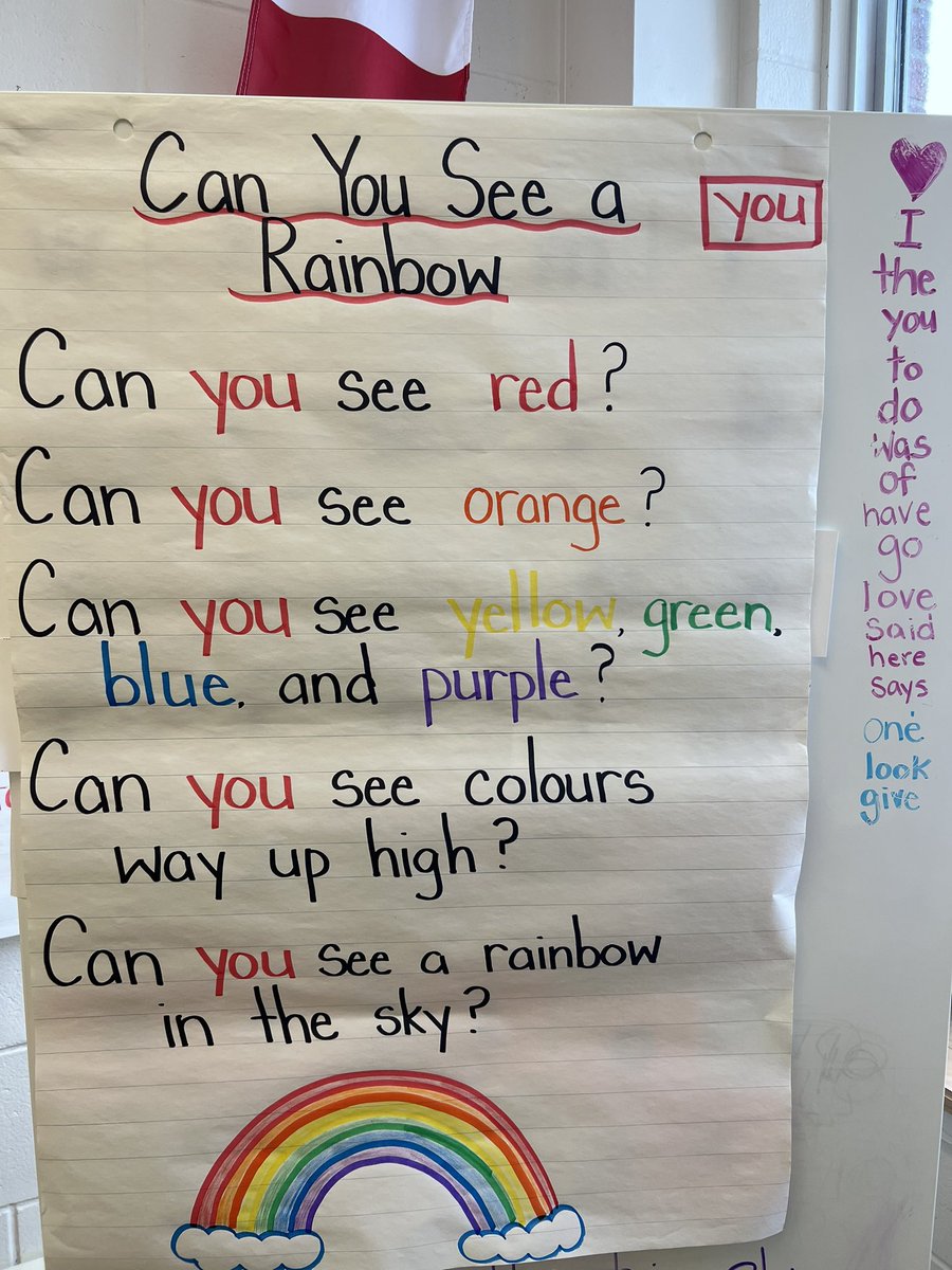 selby_grade1's tweet photo. This week’s Shared Reading poem with the heart word ❤️ “you”. The Super Star Guided Group wrote in their journals about what they wish they would find under a rainbow 🌈. https://t.co/kqHEeQf7ap