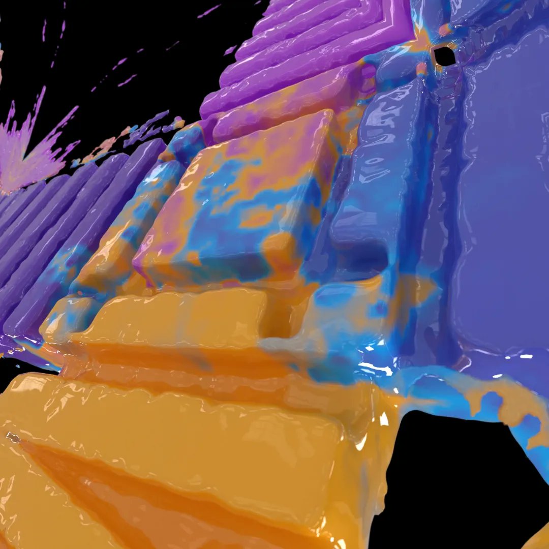 rmadesigntv's tweet image. This simulation of liquids colliding inside structures was created for Maluma's song "Que chimba" on his 2021 world tour!✌🏻✨
#liquidsimulation #vfxtutorial #vfxartist #simulation #3dsimulation #3dart #3dliquids #maluma #malumababy #colorfulart