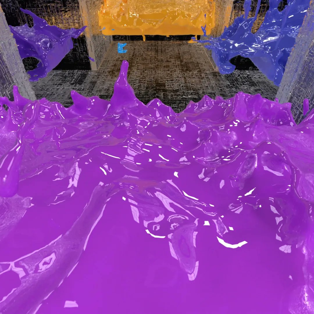 rmadesigntv's tweet image. This simulation of liquids colliding inside structures was created for Maluma's song "Que chimba" on his 2021 world tour!✌🏻✨
#liquidsimulation #vfxtutorial #vfxartist #simulation #3dsimulation #3dart #3dliquids #maluma #malumababy #colorfulart