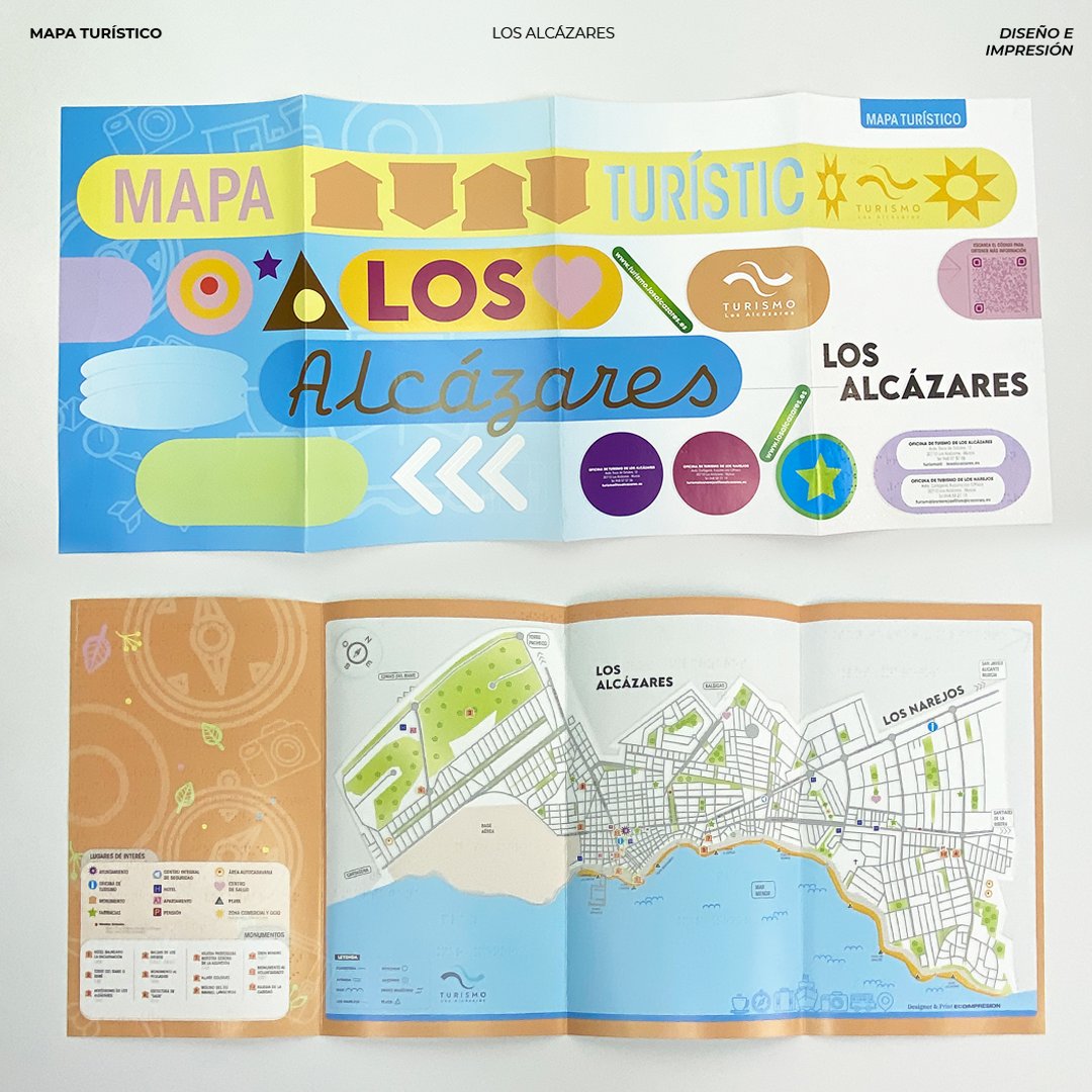 ecoimpresion's tweet photo. Este es el diseño del mapa turístico que realizamos para @TurismoAlczares del @AytoLosAlczares Un mapa inclusivo que también puede leer la gente invidente gracias a una reserva uvi de varias capas. Gracias @TurismoAlczares por la confianza. #mapainvidente https://t.co/jhAm5xR8ek