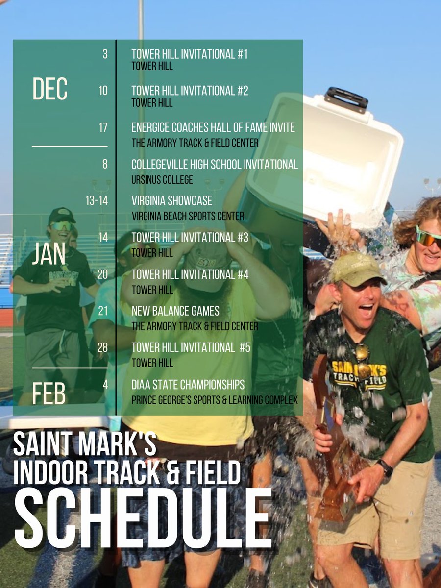 🔰2023 Indoor Track &amp; Field schedule.
Go to Spartanrunner.com for more details! #DareToDreamBig #DareToBeGreat @saintmarkshs
