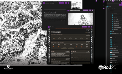 roll20app's tweet photo. ⚔️@ZweihanderRPG Starter Kit from @AndrewsMcMeel @AMUTTRPGS is LIVE on Roll20 + @DriveThruRPG!

💀 Get to the game faster with Roll20's conversion: Full VTT integration, adventures + maps, tokens, dynamic lighting, compendium + more!

🎲 Grab it today: https://t.co/INrDdzI2Qz https://t.co/gcEDmrlBgu