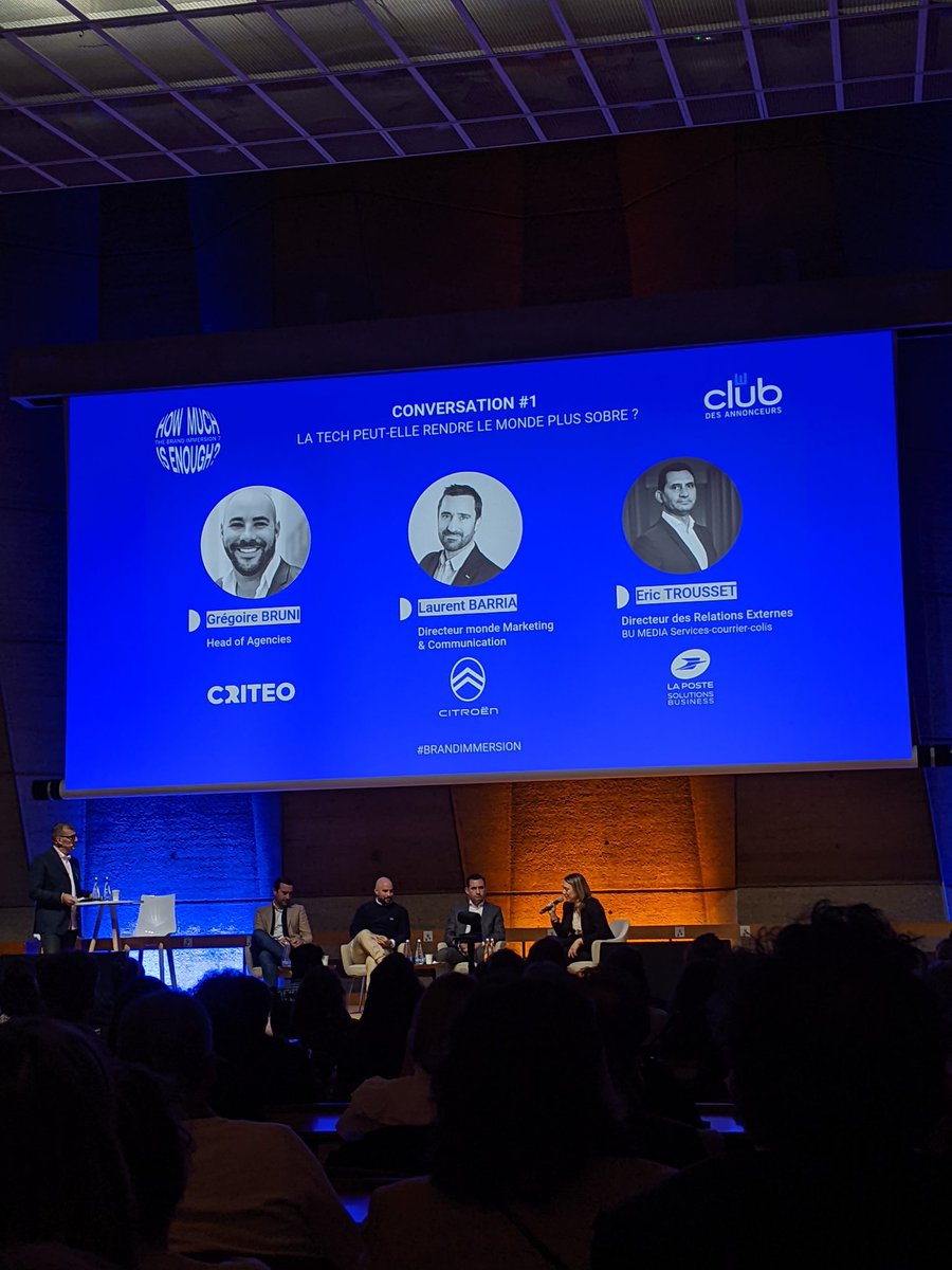 laReclame's tweet photo. La tech peut-elle rendre le monde plus sobre ? #brandimmersion

Avec @gregoirebruni / @Criteo_France, @LaurentBarria / @CitroenFrance, @TroussetEric / @LaPosteBusiness. https://t.co/mMnwZyE3tM