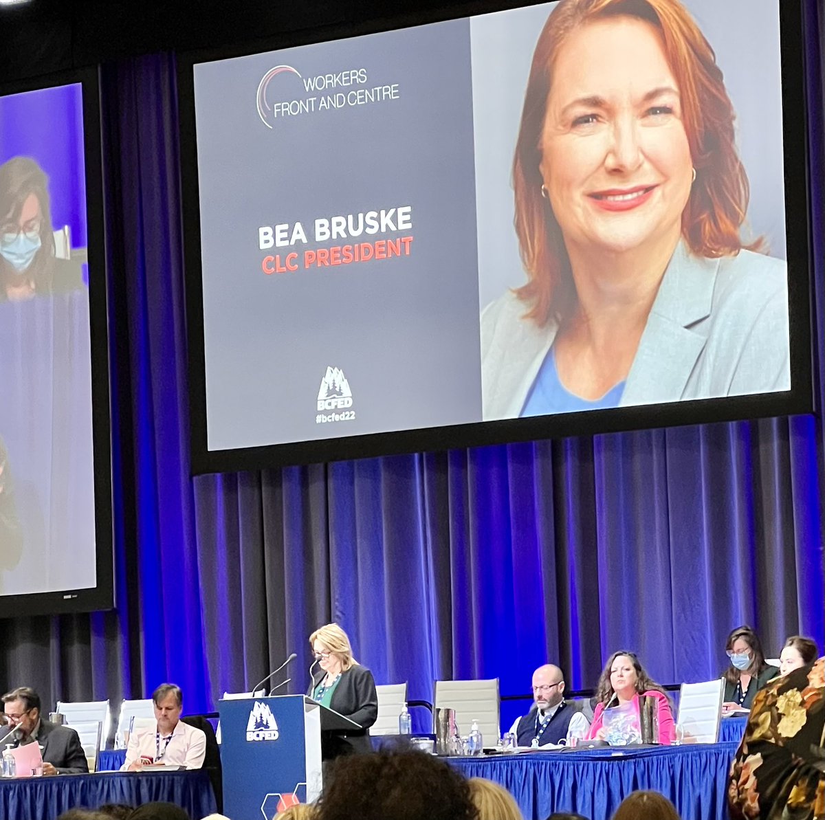 LiUNA1611's tweet photo. “We all know that signing a union card is the best way to improve the lives of working people,” @PresidentCLC tells @bcfed #BCFED22 https://t.co/0zyzdgPMIs