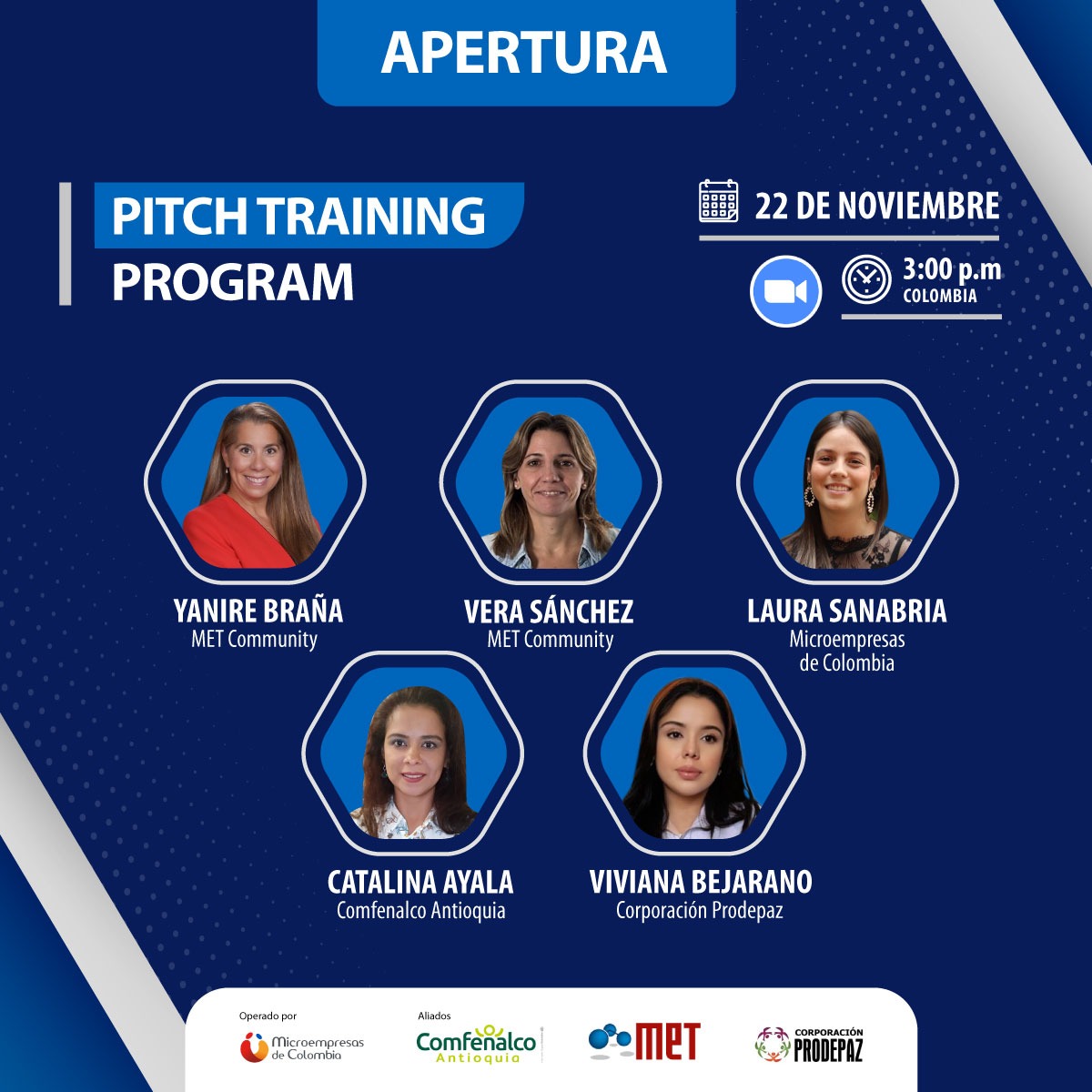 METcommunity's tweet photo. 👩🏽‍💼👩🏻‍🌾 Hoy más de 5️⃣0️⃣ mujeres emprendedoras y empresarias de Antioquia que buscan acceder a financiamiento, recibirán un entrenamiento especializado en su #pitch de negocio durante 3️⃣ semanas por parte de expertos en el tema gracias a @USAID_Colombia🔝🏅

✅ Proyecto #GranReto 👩🏻‍�� https://t.co/yWgboeBOwB