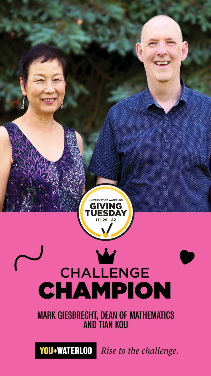 WaterlooMath's tweet photo. November 29th (one week from today) is Giving Tuesday! Mark Giesbrecht, Dean of Mathematics, and Tian Kou have championed the CEMC Elementary School Innovation Fund. Join Mark and Tian in making math accessible for young learners. https://t.co/fZhHLBFXa3 #GivingUWaterloo https://t.co/OP8fHlofIY