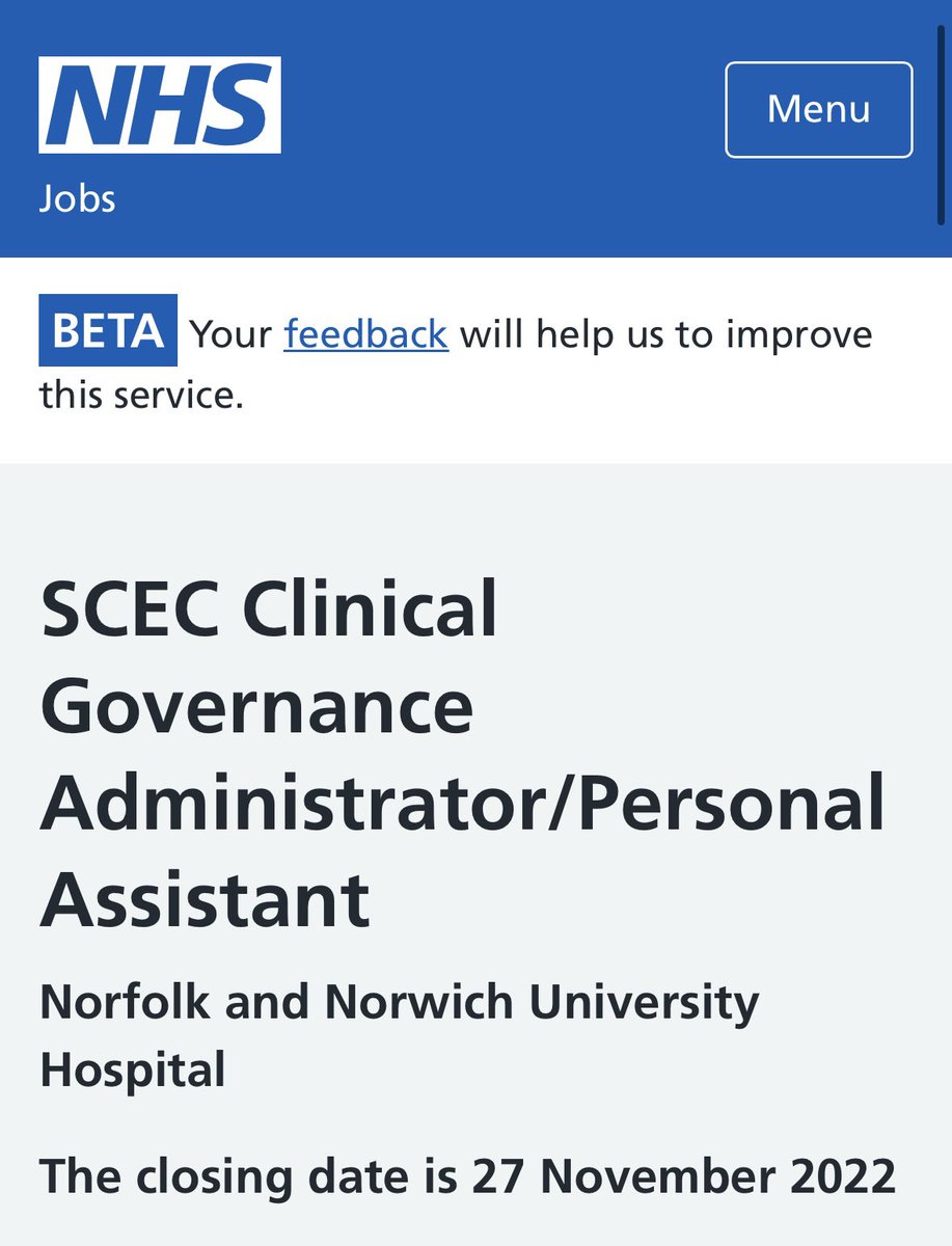 Anyone looking for a new challenge? 😃 <a href="/NNUH/">Norfolk and Norwich University Hospitals</a> beta.jobs.nhs.uk/candidate/joba…