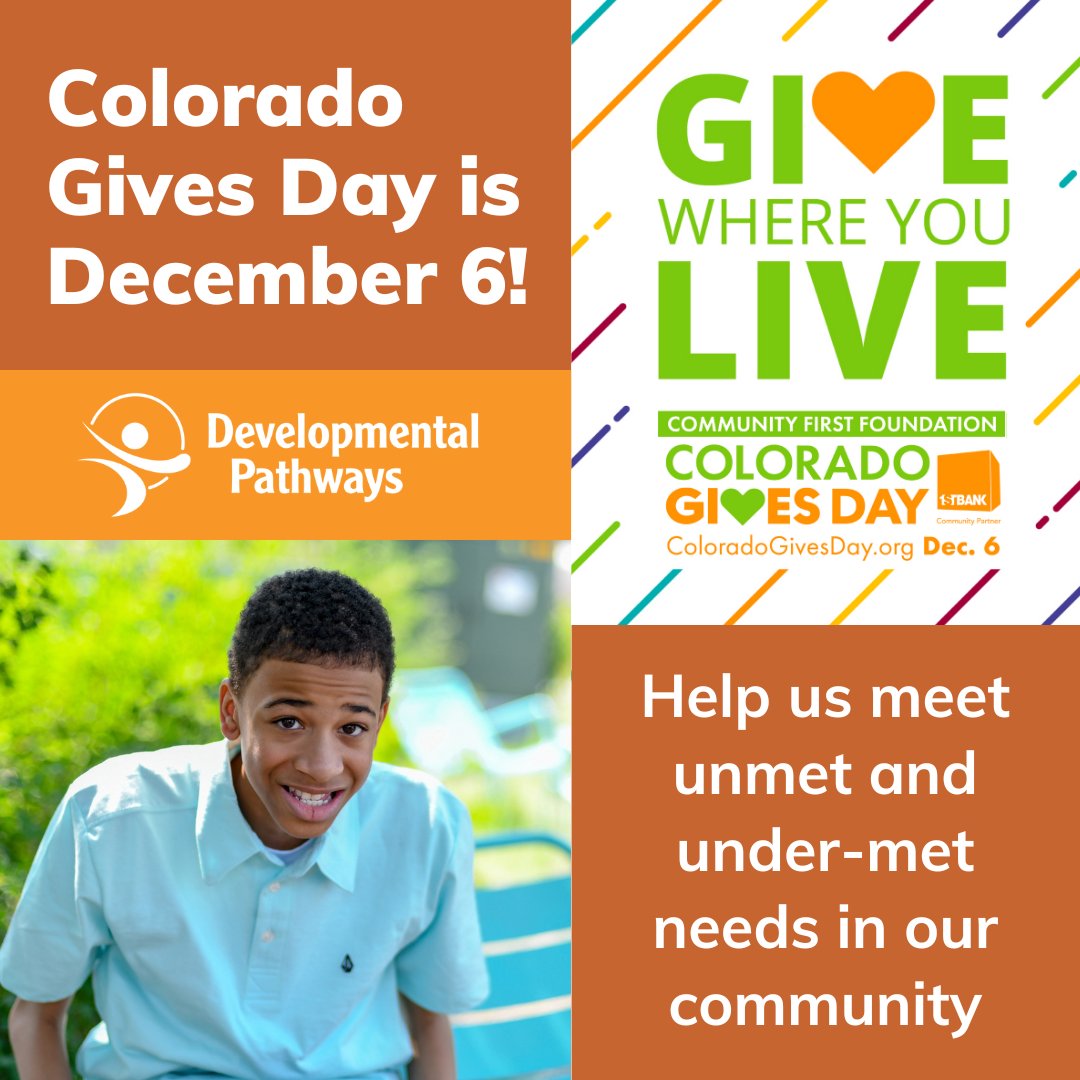 dev_pathways's tweet photo. Join thousands of Coloradans on December 6 as we come together to strengthen our community’s nonprofits on Colorado Gives Day (CGD).

You can schedule a donation today: https://t.co/GQv8ydR07L.

Help spread the word with our #COGivesDay2022  toolkit: https://t.co/qjUt5KtDRJ. https://t.co/RiFq0UI559