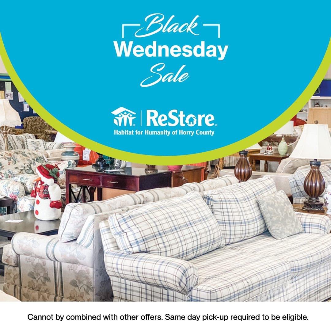 HFHHCReStore's tweet image. Don’t miss our annual Black Wednesday Sale tomorrow! Everything is 50% off!