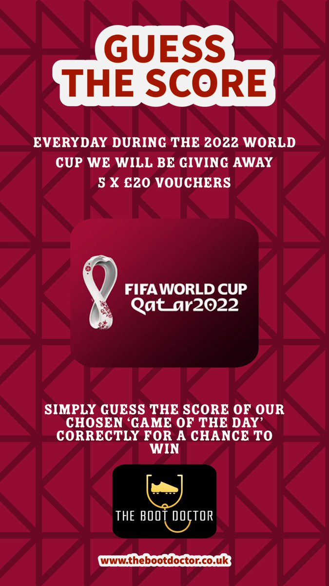 thebootdoctor's tweet photo. Head over to our Instagram where we are giving away £100 of vouchers daily during the 2022 World Cup #FIFAWorldCup #Qatar2022 https://t.co/7089z1nfnX