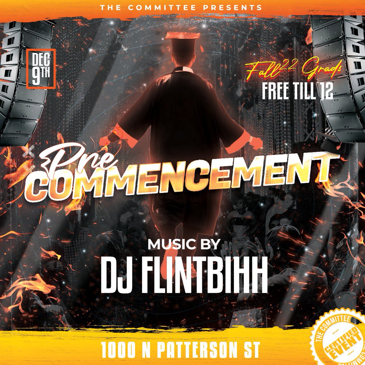 TheCommitteeVSU's tweet photo. We NOT done with the grads just yet‼️ THE OFFICIAL #PreCommencement move FRIDAY DEC 9th 🗓️ at the 🆕 Level Up venue right down the street from campus 🤝🏾 ALL FALL ‘22 GRADS 🆓 TILL 12 😵💫 & 🆓 Drinks while supplies last #Fall22GradWeekend 🔥 https://t.co/Cpg9OWhbjU