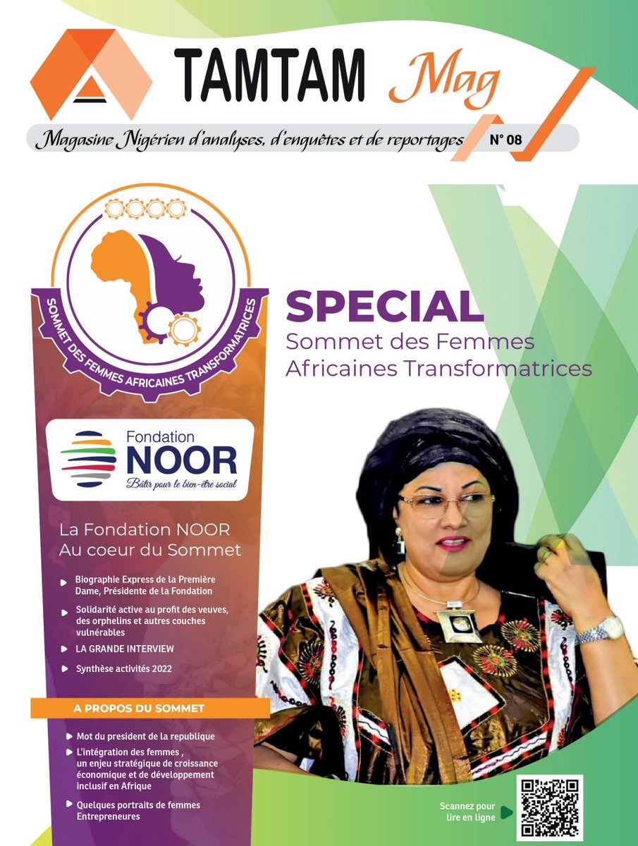 TamTam Mag parle du Sommet des Femmes Africaines Transformatrices et revient sur les activités de la Fondation Noor. 

Cliquez ici pour lire en ligne
tamtaminfo.com/tamtam-mag/?pr…

#1Week2MeetAfrica 
#Consommonslocal 
#Consommonsnigérien
#FemmesTransformatrices