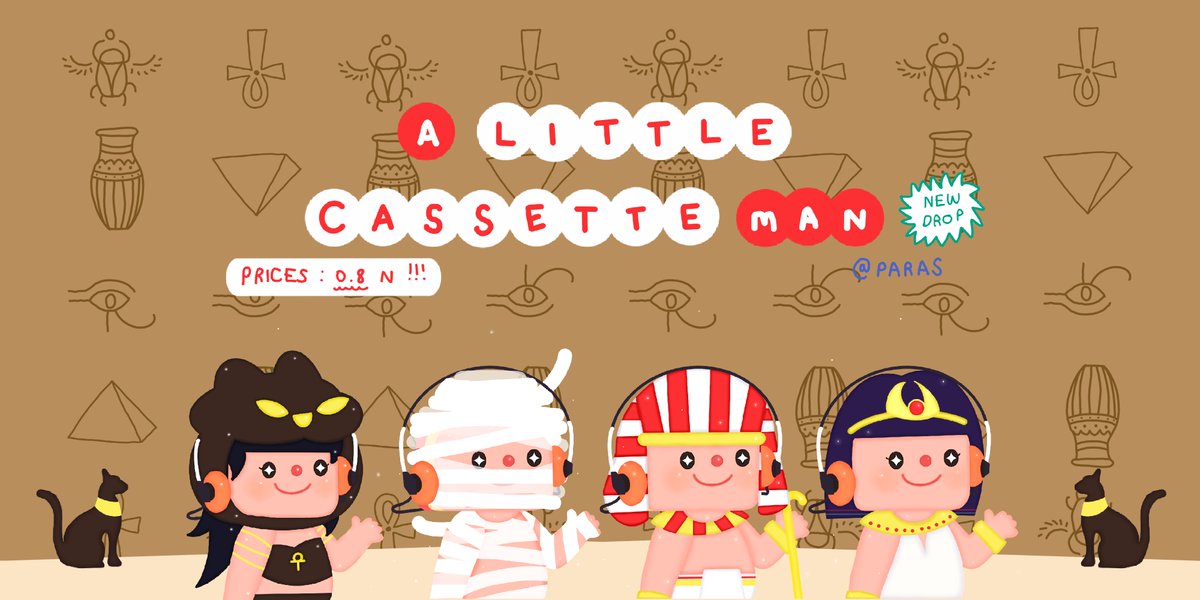 ⚰️✨🎗️  New Drop : A Little Cassette Man 🎗️✨⚰️
On : @ParasHQ 

Theme : Egypt ⚡️🪬⛅️

Prices : 0.8 - 0.5 Near 🔥✨

Paras : paras.id/collection/a-l…

#nft #nftart #NFTCommmunity #parasHQ #NFTThaicommunity #near