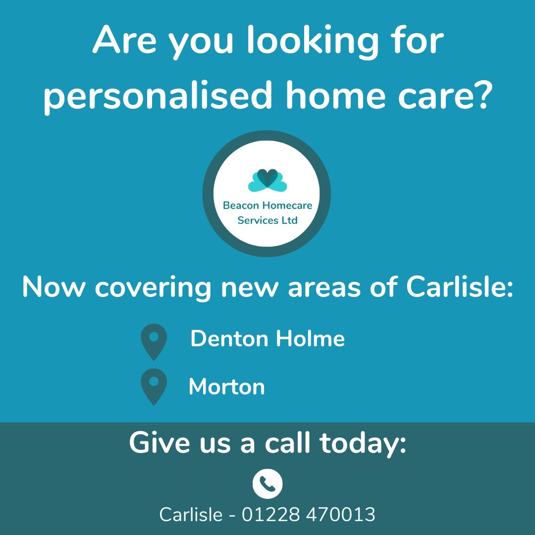 Beacon Homecare now cover NEW AREAS in CARLISLE

📍Denton Holme
📍Morton

🌐bit.ly/beaconhomecare

#beaconhomecare #caregiver #Dentonholme #morton #carlisle #caregiver #seniorcare #seniorliving #healthcareprofessional #caregivers #caregiversupport #caregiving e #homecare
