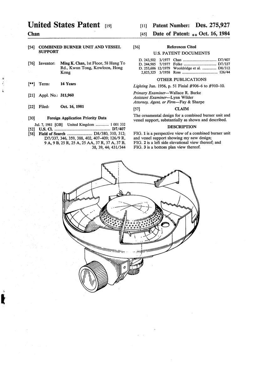uspatentbot's tweet photo. USD275927S - Combined burner unit and vessel support 
        
https://t.co/WryckrGPuZ https://t.co/nmcDGNTLPs