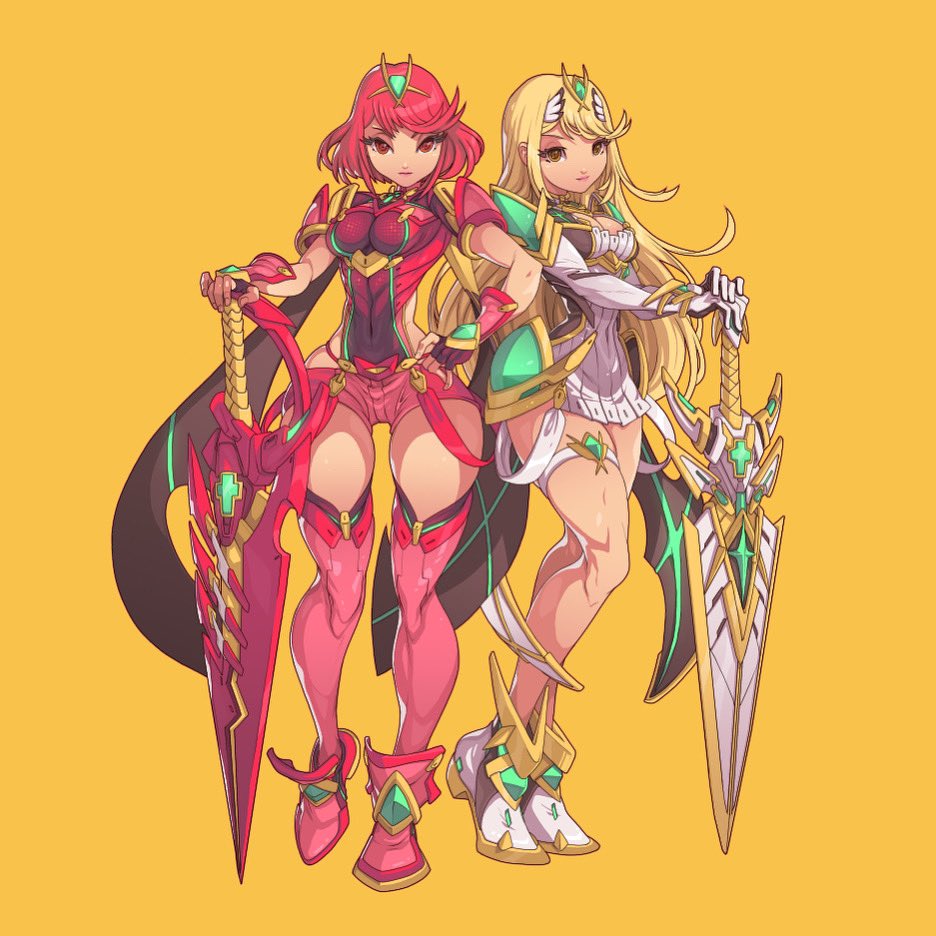 ヒカリ(ゼノブレイド2) ,ホムラ(ゼノブレイド2) 「These two are so OP in online Smash #pyr」|Edwin Huangのイラスト