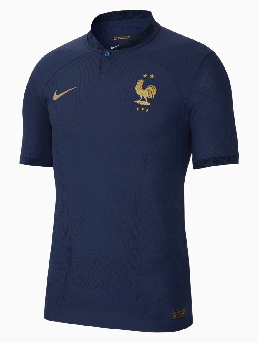 KitNerdCorner's tweet photo. If it wasn't the terrible Nike template, this Australia shirt might be pretty good.
The France home blue is class, all in the details.
Good colour match-up.
#WorldCupKit #WorldCup2022 https://t.co/t6AXtL9StD