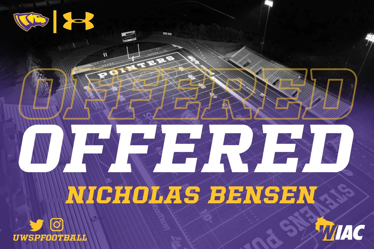 NicholasBensen's tweet photo. After a good call with a @coach_lacombe I’m excited to announce I have my first offer from Stevens point! https://t.co/AtgbZbZNvb