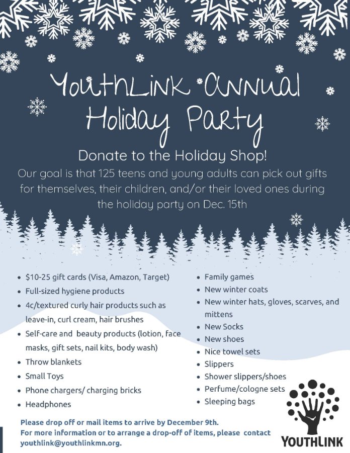 YouthLink’s Santa Shop is still in need of gifts - please consider shopping for young people experiencing homelessness or housing insecurity. You can view our wish list here: a.co/40Z4tY4. Please drop off gifts or have them arrive via mail by December 9 - Thank You!