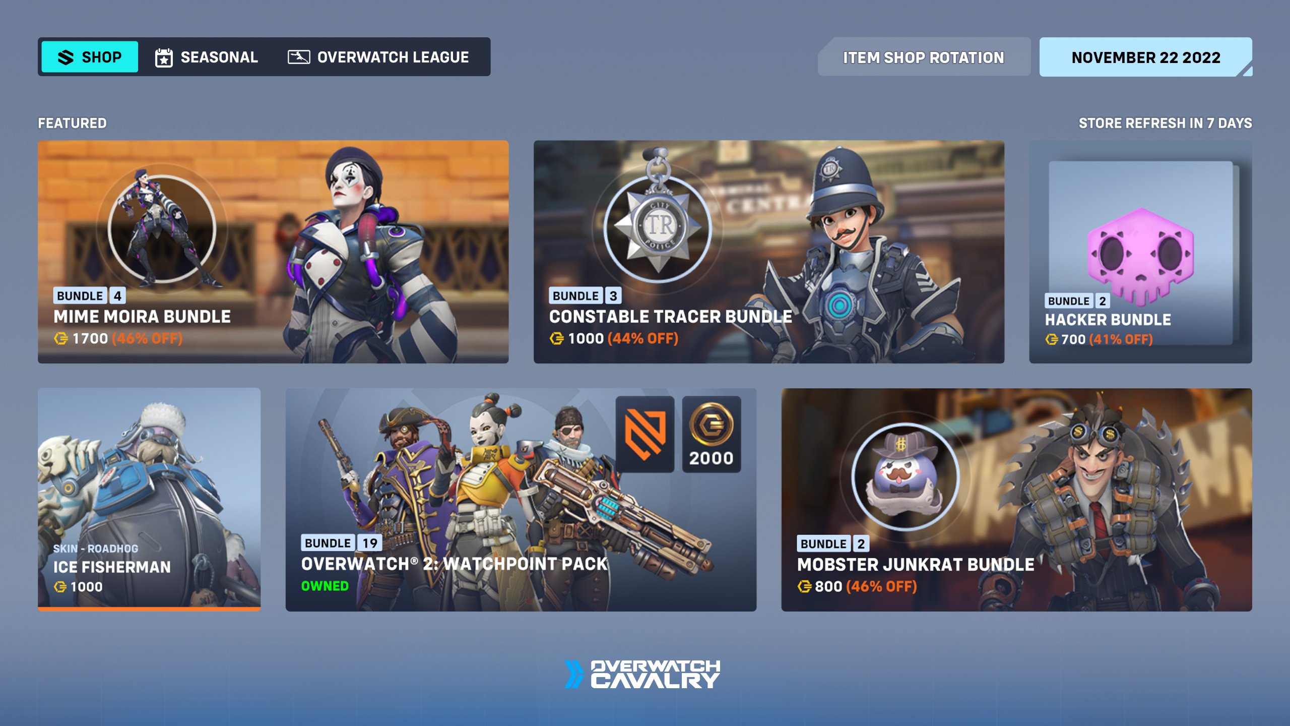 Overwatch 2 item shop rotation for november 22 2022
