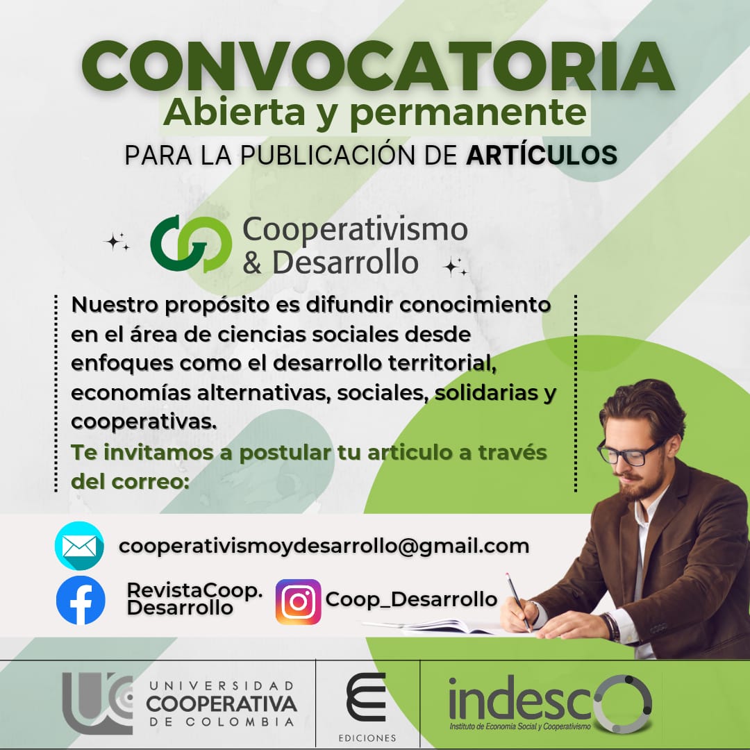 Te invitamos desde la editorial de la Revista a postular tu artículo para nuestra próxima edición. Registrarte y envía tu artículo a través del siguiente link revistas.ucc.edu.co/index.php/co/u… O a nuestros correos: cooperativismoydesarrollo@ucc.edu.co cooperativismoydesarrollo@gmail.com