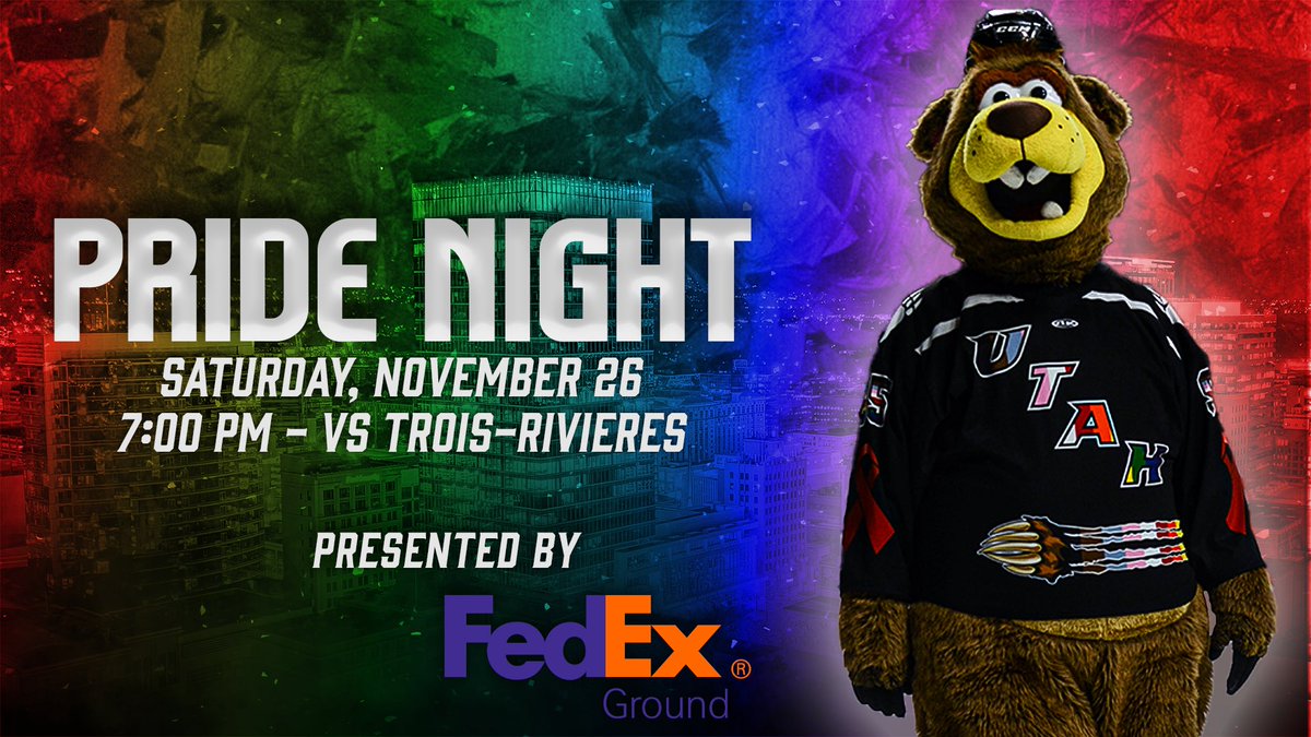 Join us for our annual Pride Night at the Maverik Center on November 26th 🏳️‍🌈

Proceeds from each ticket will be donated to Seniors Out and Proud, <a href="/utahpridecenter/">Utah Pride Center</a> , &amp; <a href="/encircle2gether/">Encircle LGBTQ+ Youth & Family Resource Center</a> 

Get your tickets below ⬇️⬇️⬇️

offer.fevo.com/utah-grizzlies…