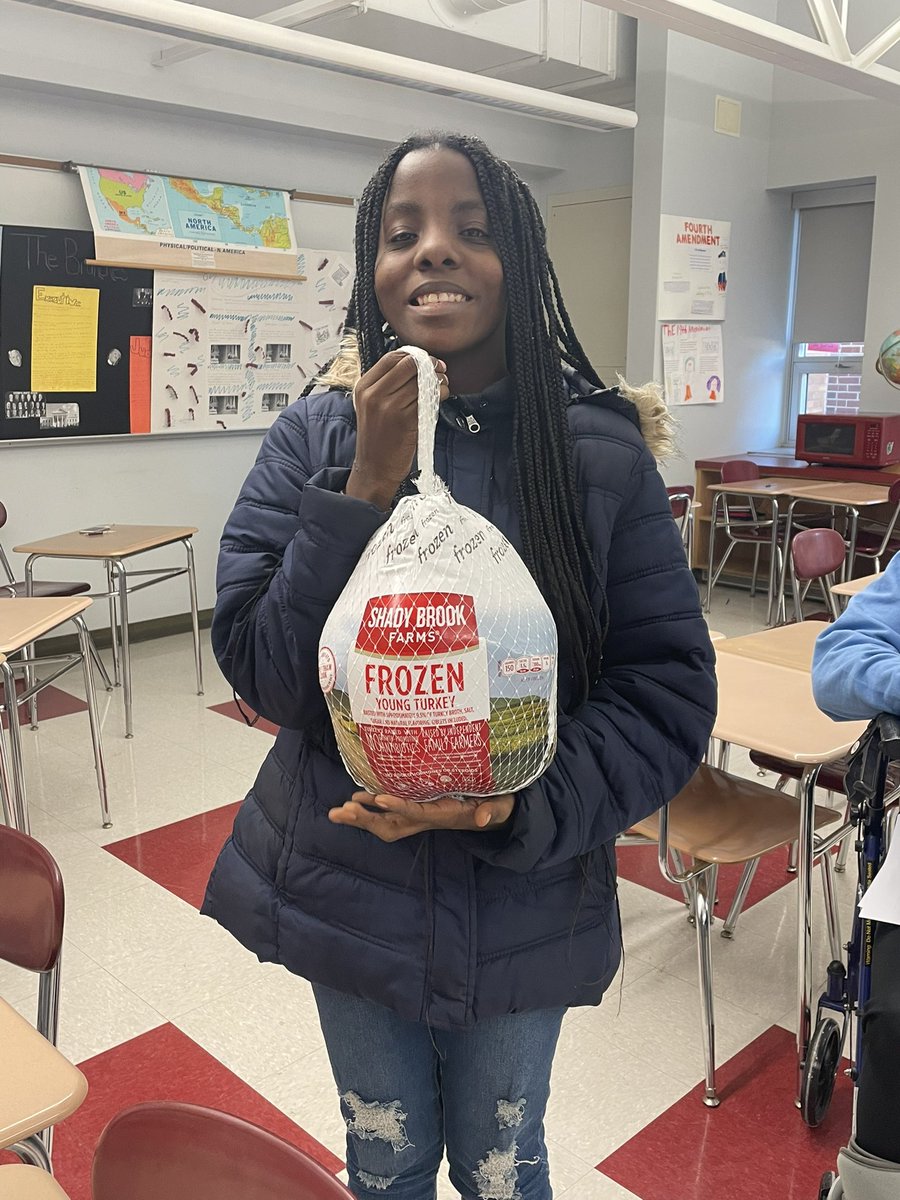 A_Corey714's tweet photo. So proud of my kids for showing up yesterday and today! Here is the winner of the Attendance Turkey Raffle! @LCSD_NY #YouKnighted https://t.co/CStzC1MisZ