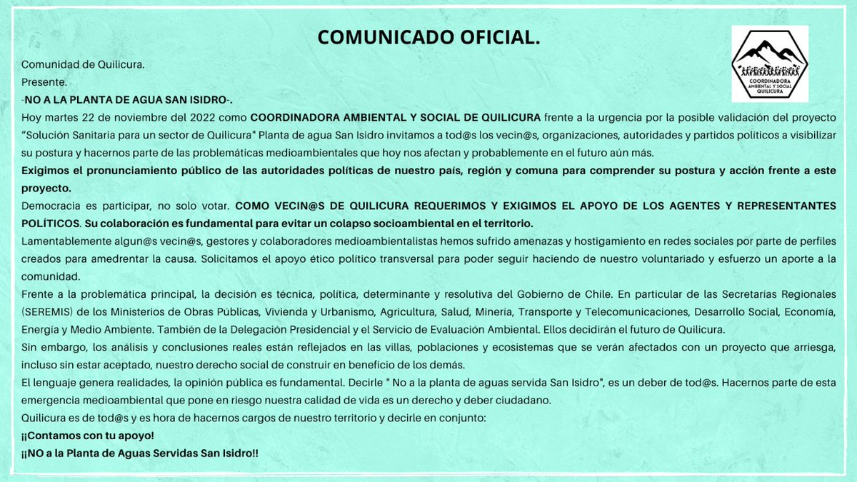 coordinadoraam5's tweet photo. NO A LA PLANTA DE CACA
Exigimos el pronunciamiento y la condena a la planta de caca de parte de los partidos oficialistas del gobierno ecologista y de nuestras autoridades electas por las y los vecinos de la comuna de Quilicura
#noalaplantadecaca
#noalaplantasanisidroenquilicuraa https://t.co/UxBVlisx2i