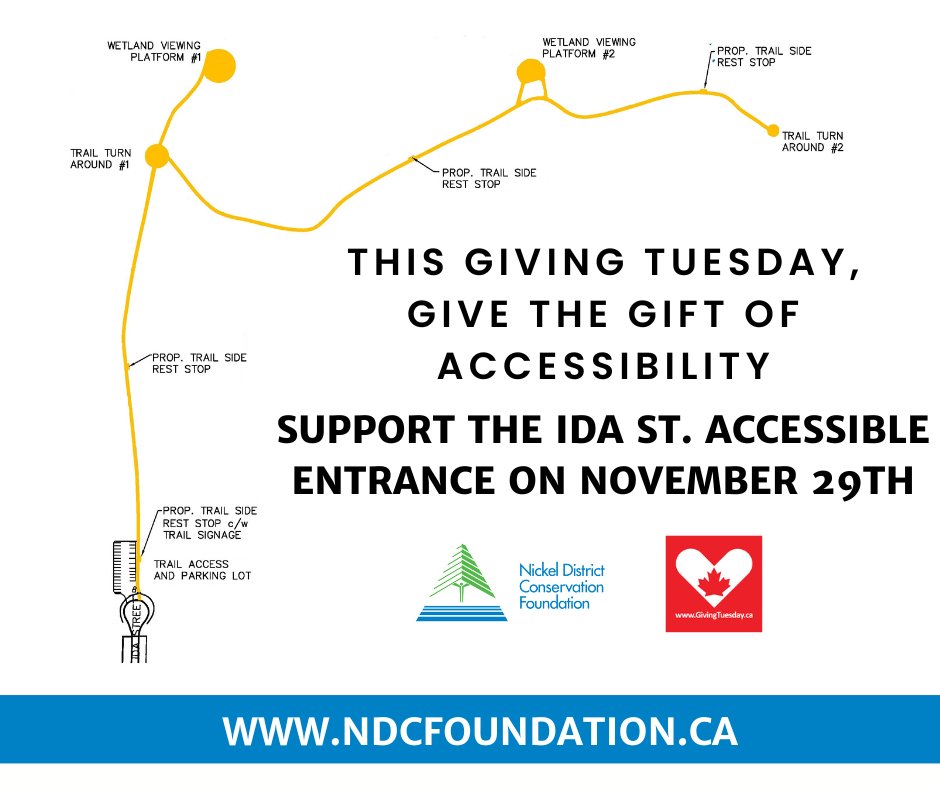 . <a href="/GivingTuesdayCa/">givingtuesdayca</a> is one week away.  Make a big difference @Lakelaurentian with a donation to the Accessible Entrance and Trail.  We believe nature should be accessible to everyone, help us make it a reality! Visit …tconservationfoundation.salsalabs.org/givingtuesday2… #accessibility #hiking #adventure