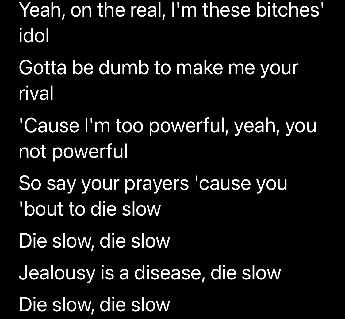 BARBIEDREAM_'s tweet photo. Ion know if they didn’t listen cuz Nicki said this with a sweet voice on Majesty or what but “ jealousy is a disease ,die slow  “ https://t.co/dk0OJ1a7u8