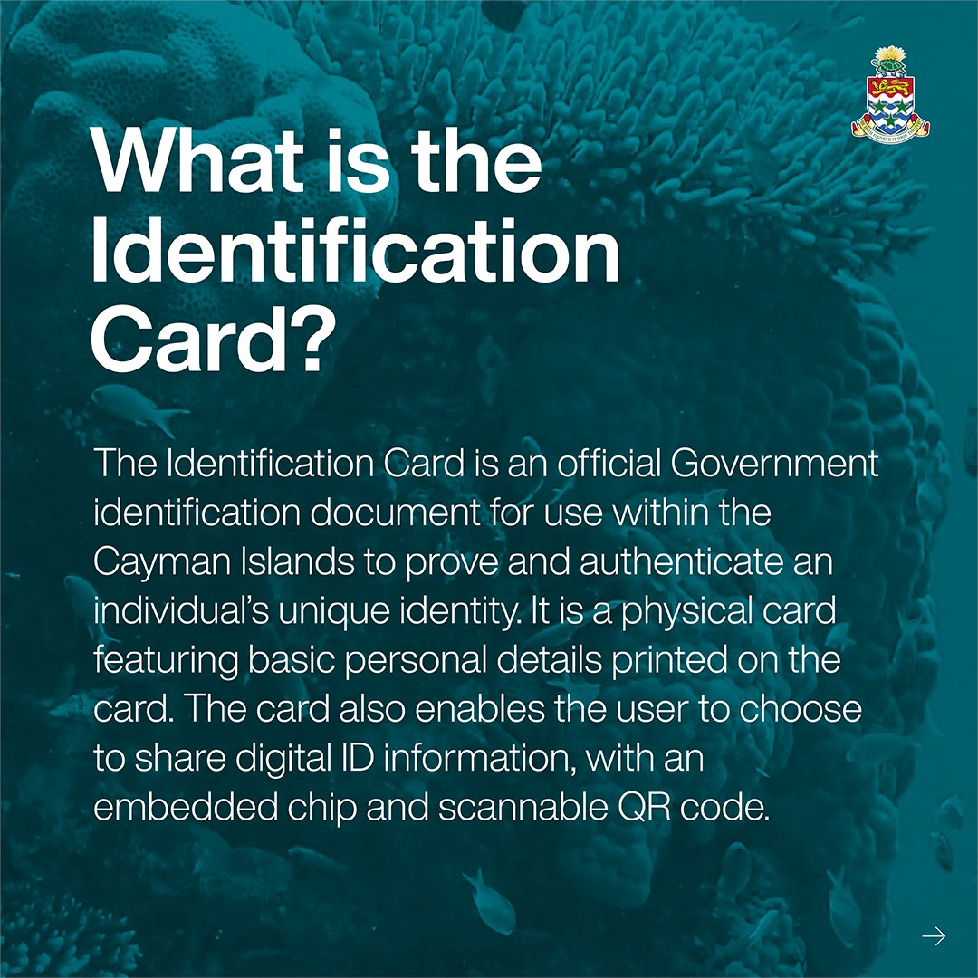caymangovt's tweet photo. Introducing the Identification Register and Cayman Islands ID Card. 🇰🇾

A means for all residents of the Cayman Islands to prove their identity, with a physical card and digital features verified by the Cayman Islands Government.

Visit https://t.co/lGYoyZA9fT to learn more. https://t.co/aNbpq4qtOz