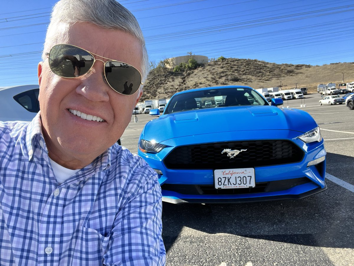 rodduke's tweet photo. #ChargerRod on the set of @MayberryManFilm in Southern California- they did their home work and knew I was an @UAHChargers nut! Thank you for the Blue Mustang aka a Charger! #mayberry #mayberryman https://t.co/eV2DRKPNqR