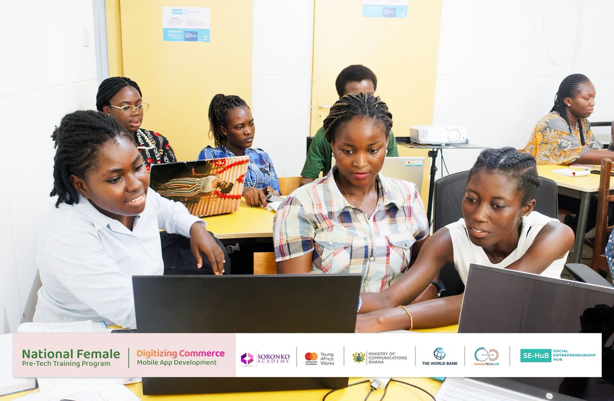 SEHUBGH1's tweet image. The National Female Pre-Tech Program began yesterday. In the next weeks, the ladies all be introduced to IT tools they can use in digitizing e-commerce.

#GhanaTechLab 
#YoungAfricaWorks 
#PreTechSkills 
#GTLImpact 
#SoronkoImpact
#sehubgh1
