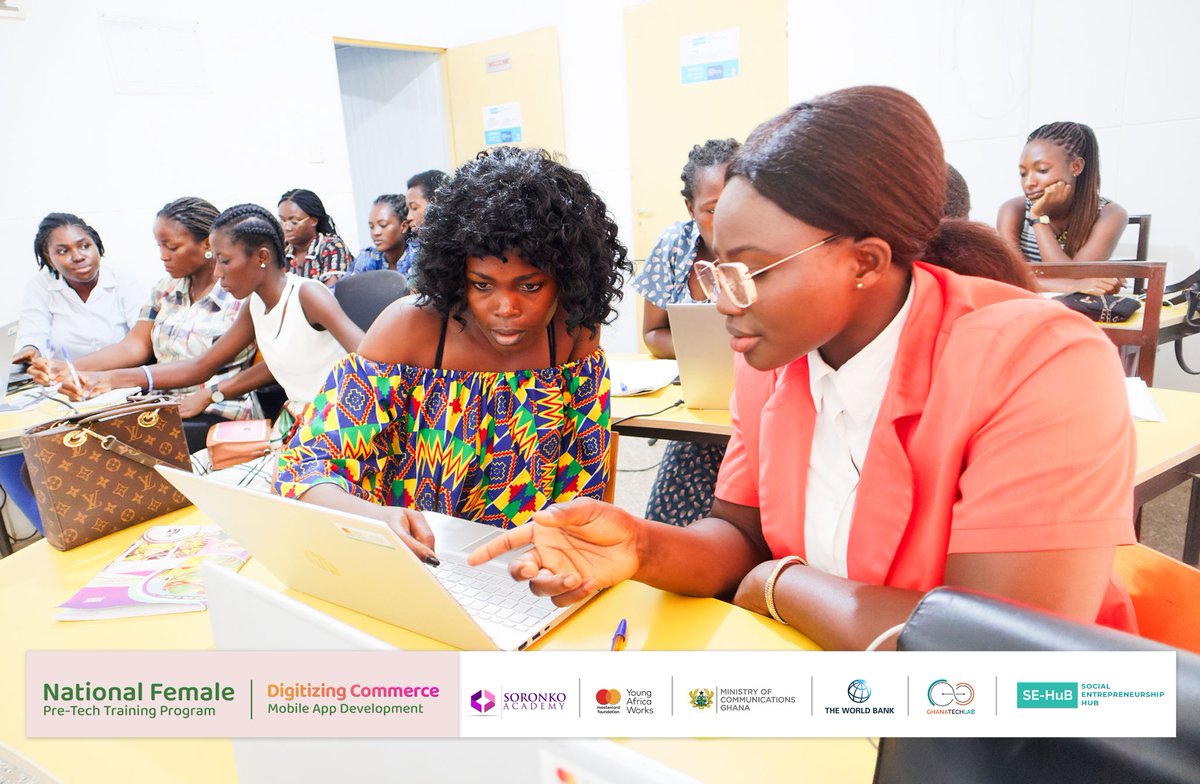 SEHUBGH1's tweet image. The National Female Pre-Tech Program began yesterday. In the next weeks, the ladies all be introduced to IT tools they can use in digitizing e-commerce.

#GhanaTechLab 
#YoungAfricaWorks 
#PreTechSkills 
#GTLImpact 
#SoronkoImpact
#sehubgh1