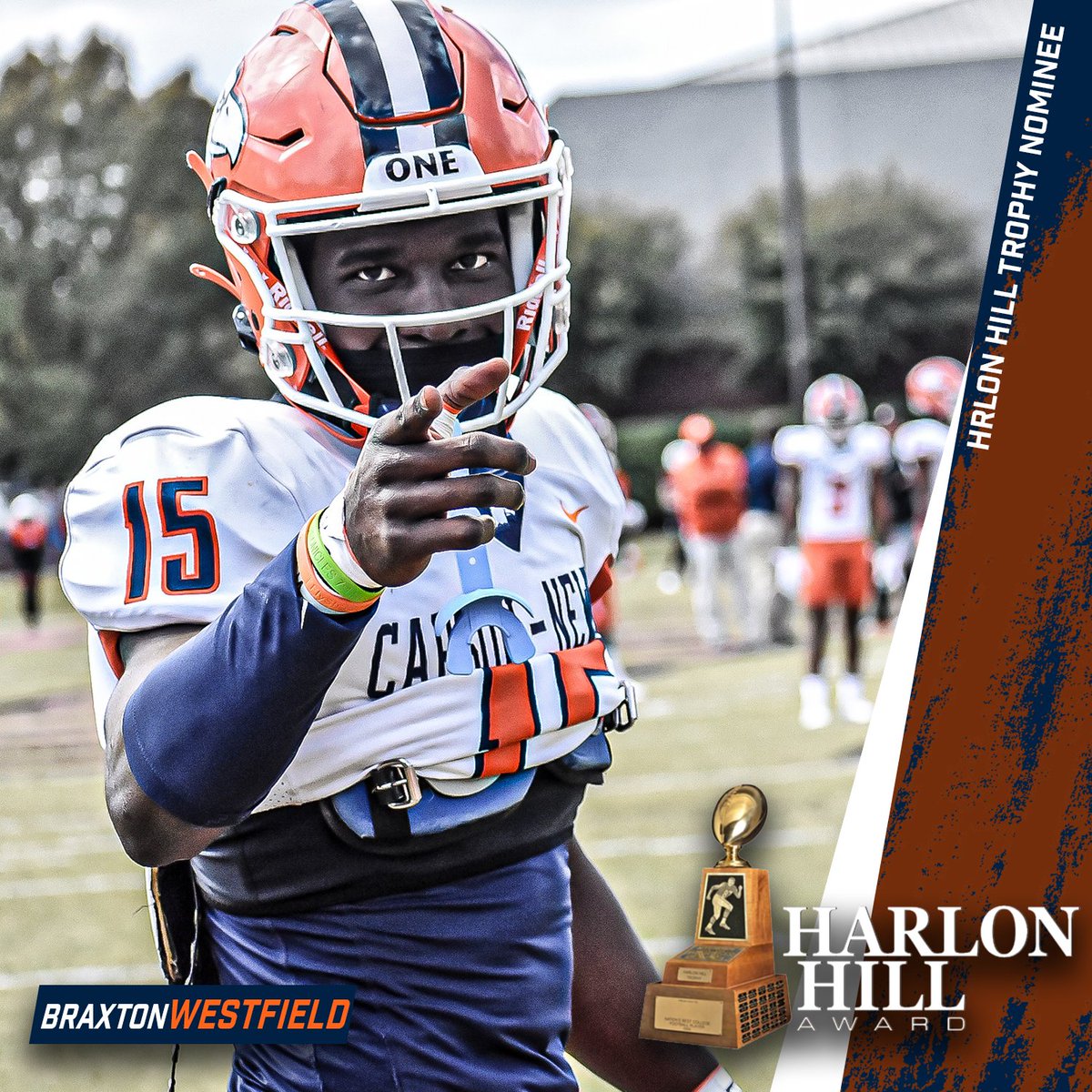 After a record-setting season catching the ball for @cnfootball, @westfieldb15 looks to become the sixth Eagle to be named a finalist for the @HarlonHillAward 📋 bit.ly/3U0ZpNF