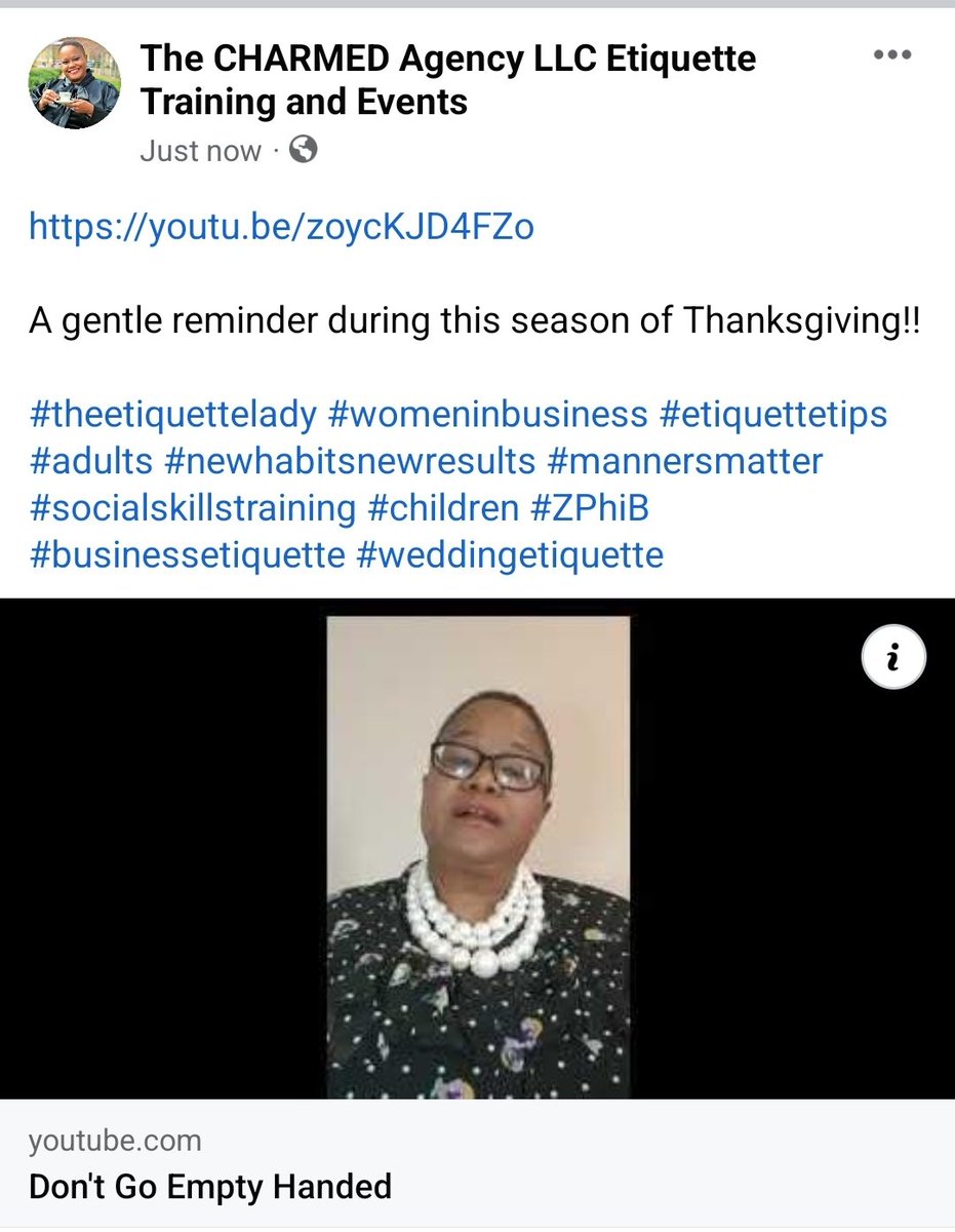 ZCharmed_Agency's tweet photo. https://t.co/k14Pbj22jK 

A gentle reminder during this season of Thanksgiving!!

#theetiquettelady #womeninbusiness #etiquettetips #adults #newhabitsnewresults #mannersmatter #socialskillstraining #children #ZPhiB #businessetiquette #weddingetiquette https://t.co/60If7xCRu4