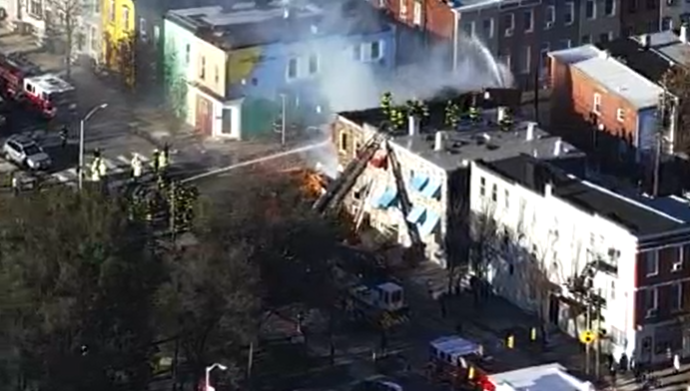 wjz's tweet photo. BREAKING: Police are working to put out a fire from a possible explosion in Baltimore's Pigtown neighborhood, according to the Baltimore Fire Union. What we know: https://t.co/S9oIJDlwtw https://t.co/xTCw3sBqQr