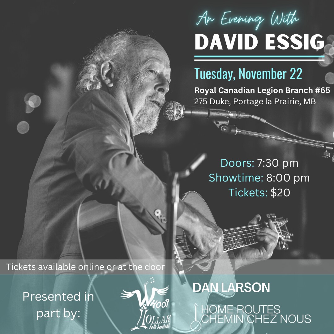 David Essig Music (@davidessigmusic) on Twitter photo I am thrilled that <a href="/whoophollarfolk/">Whoop & Hollar Folk Festival</a> and <a href="/homeroutes/">Home Routes / Chemin Chez Nous</a> have teamed up to bring me to the Cedar Lounge this evening. Hope you can come down.
#manitoba #PortageLaPrarie #livemusic #rootsmusic #FolkMusic #Blues
Tickets at the door or online: eventbrite.ca/e/an-evening-w… I am thrilled that <a href="/whoophollarfolk/">Whoop & Hollar Folk Festival</a> and <a href="/homeroutes/">Home Routes / Chemin Chez Nous</a> have teamed up to bring me to the Cedar Lounge this evening. Hope you can come down.
#manitoba #PortageLaPrarie #livemusic #rootsmusic #FolkMusic #Blues
Tickets at the door or online: eventbrite.ca/e/an-evening-w…