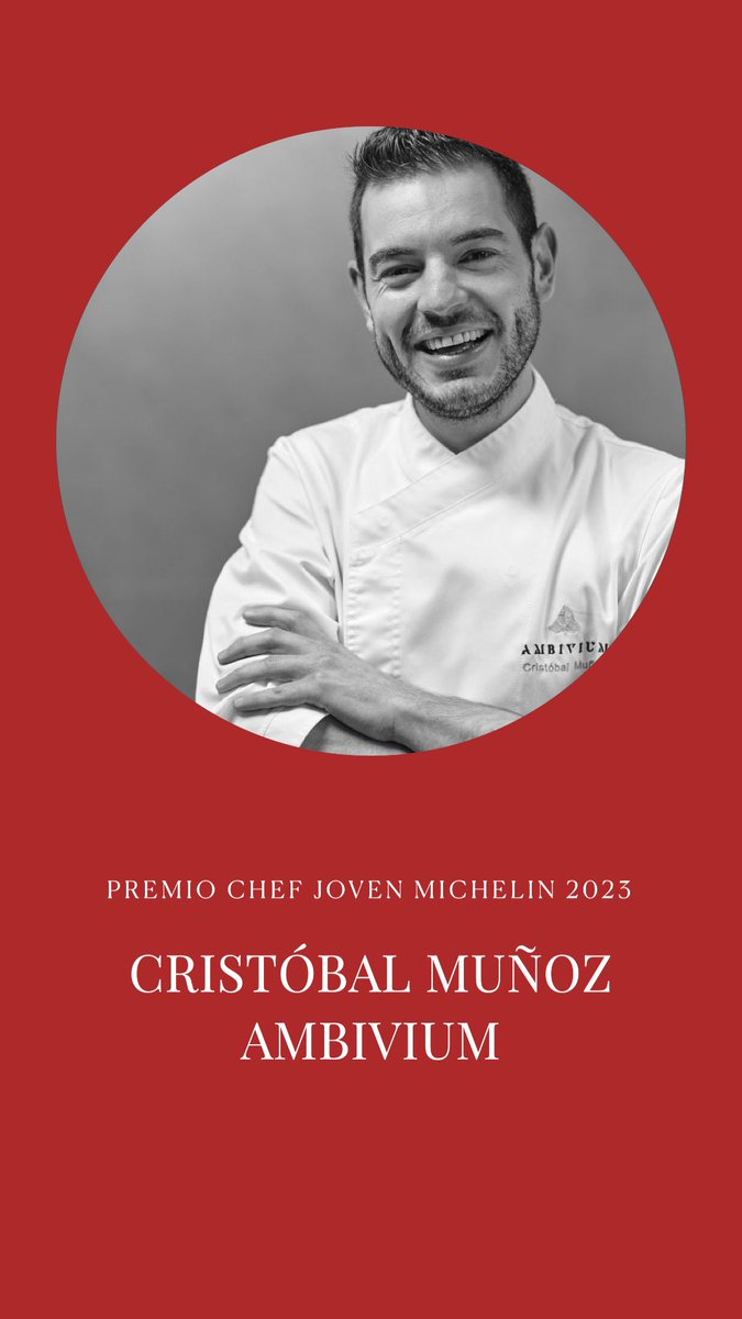 🚩 Premio Chef Joven  Michelin 2023: <a href="/cristobalmuchef/">Cristobal Muñoz</a> <a href="/RteAmbivium/">Restaurante Ambivium</a> 🚩
#galamichelin2023 #michelin2023 <a href="/GuiaMichelin_ES/">La Guía MICHELIN</a> 🚩