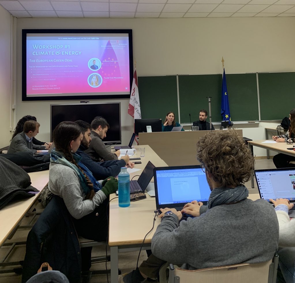 We are in the first Workshop of @BSIFE_coe by our #Climate &amp; #Energy Working Group - bringing up experts from <a href="/EU_Commission/">European Commission</a> &amp; <a href="/e3g/">E3G - Third Generation Environmentalism</a> and <a href="/collegeofeurope/">College of Europe</a> students to discuss and agree on the key challenges of the Green New Deal and its importance for the #FutureofEurope