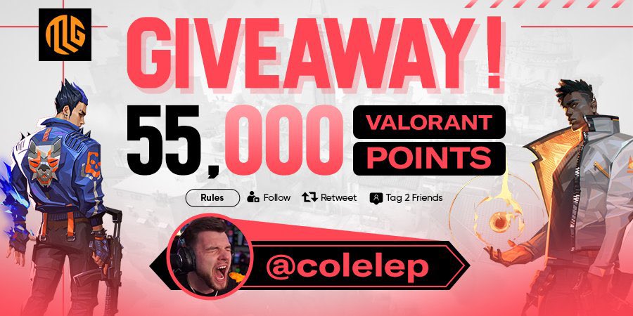 colelep's tweet photo. 55,000 Valorant Points Giveaway! 💰🎉

To enter:
☑️ Follow @MethodMetaGuild &amp; @colelep 
☑️ RT this tweet
☑️ Tag 2 friends

Extra entries ▶️ https://t.co/wZ0JFNhhjK

Good luck everyone! 💙 https://t.co/6F3lMMgTFO
