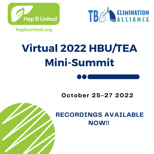 HepBUnited's tweet photo. Missed Virtual HBU/TEA Mini Summit?
Not to worry- The Summit recordings are available now.
Follow the link below to watch now!

https://t.co/bB0G00a8EW

#MiniSummit #hepb #tb https://t.co/ljZutdQ1Sz