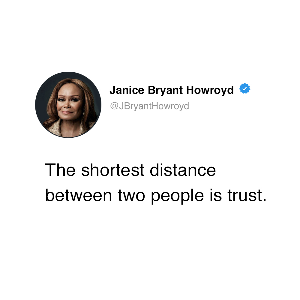 The shortest distance between two people is trust.