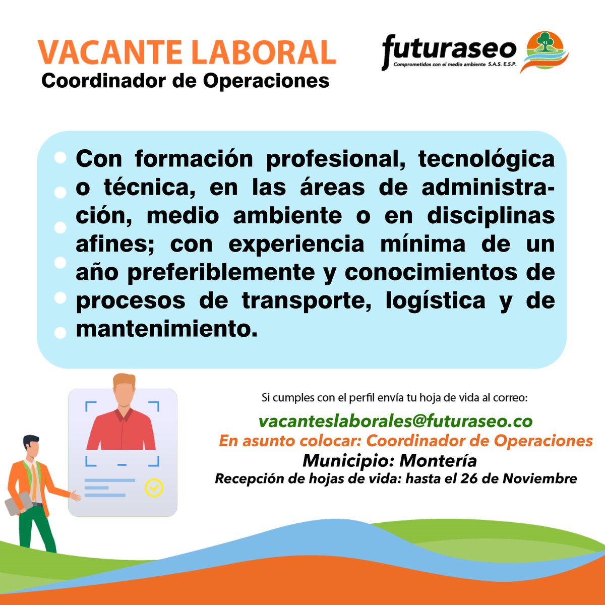 ✅Vacante Laboral
Coordinador de Operaciones.